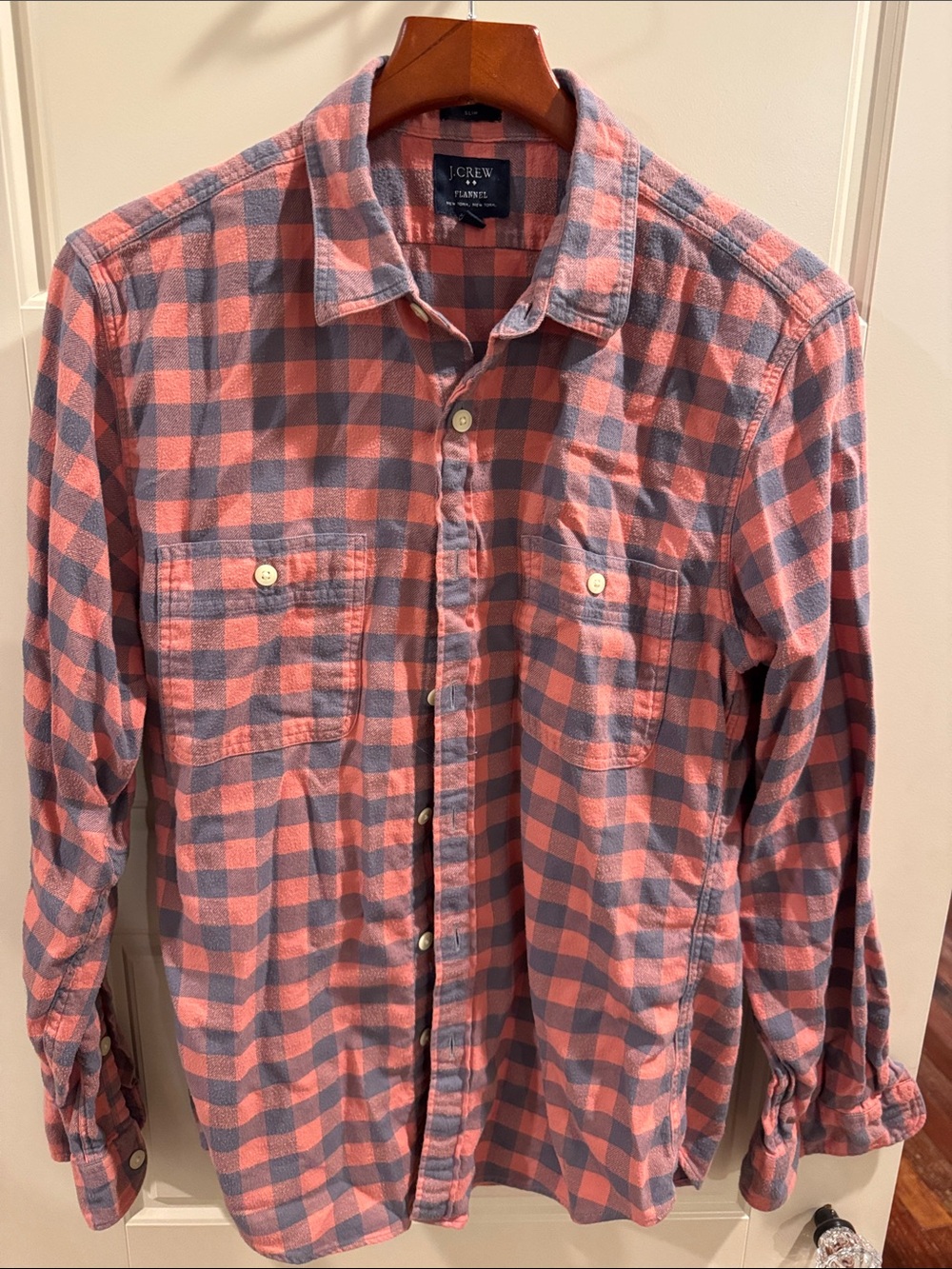 J. Crew Pink and Gray Plaid Button-Down Shirt